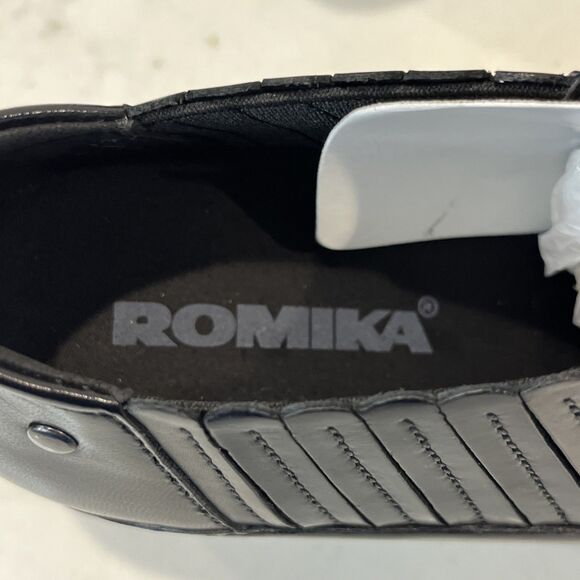 ROMIKA NEW Daisy Black Leather Slip On Booties Shoes Heeled Boho Eu 37 US 6-6.5 - Picture 10 of 13